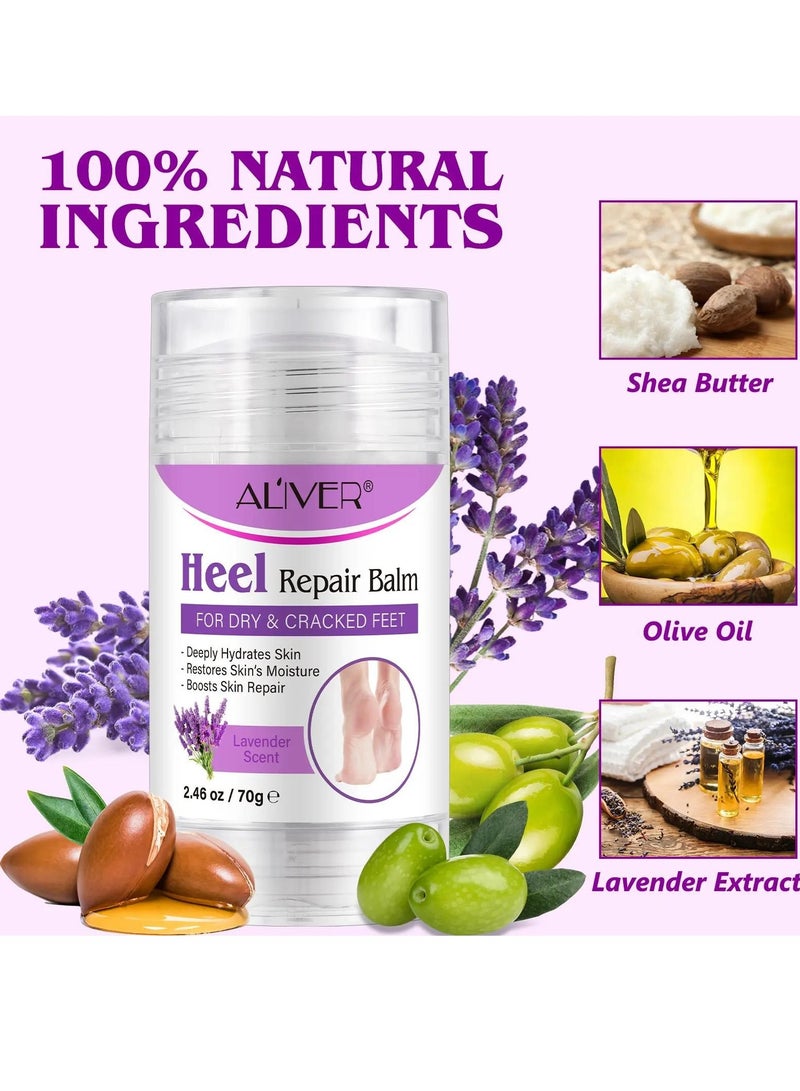 ALIVER 70g Cracked Heel Repair Balm Lavender Scent Foot Cream for Cracked Heels and Dry Skin Cracked Heel Repair Balm with Shea Butter & Olive Oil Hydrates and Softens Dry Feet  - Image 4