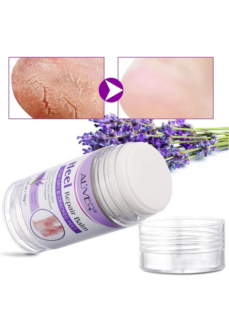 ALIVER 70g Cracked Heel Repair Balm Lavender Scent Foot Cream for Cracked Heels and Dry Skin Cracked Heel Repair Balm with Shea Butter & Olive Oil Hydrates and Softens Dry Feet  - Image 3