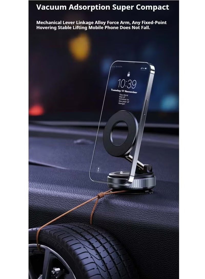 TIGER Vacuum Suction Magnetic Bracket K007S Phone Mount – 360° Rotation Car Suction Cup Holder, Portable Magnetic Phone Holder – Black, Secure Grip, Adjustable, Strong Hold for All Smartphones, Easy Installation - Image 2