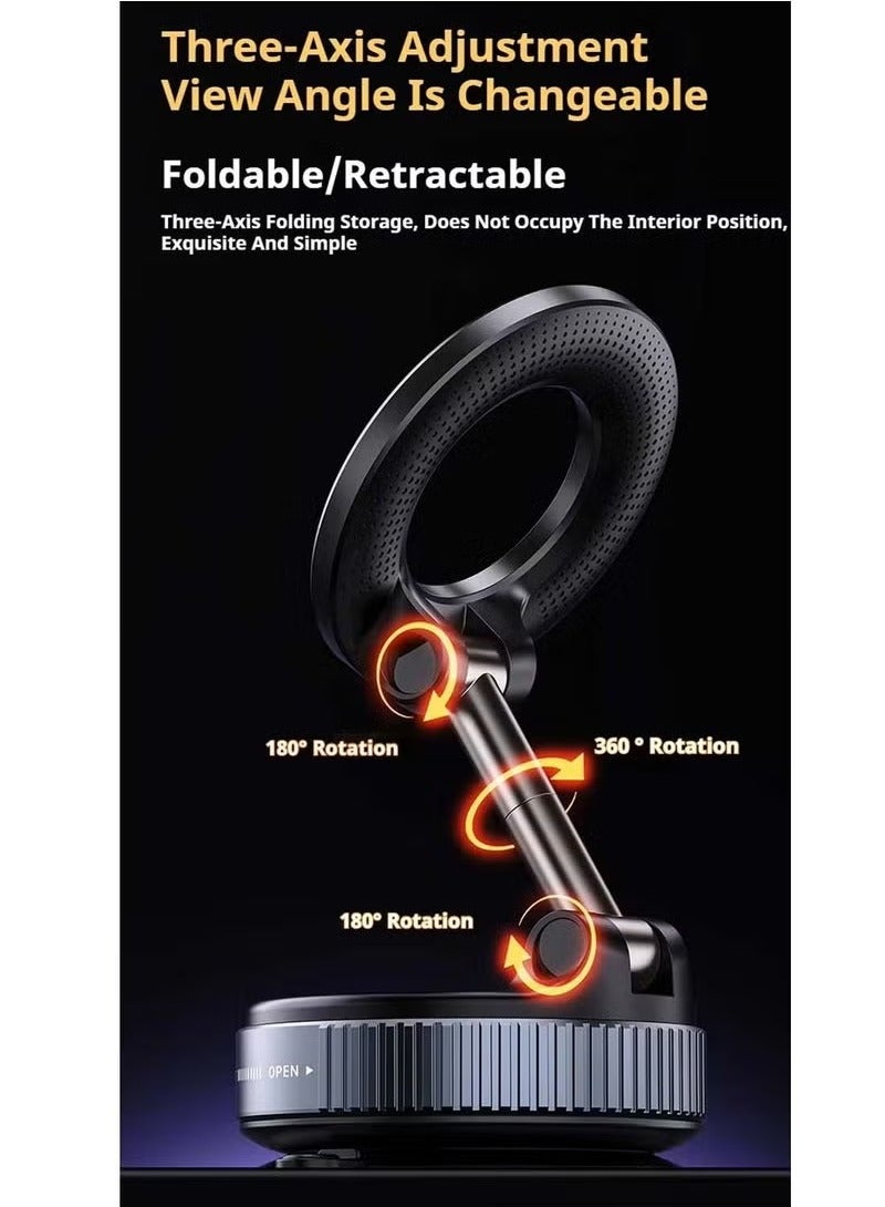 TIGER Vacuum Suction Magnetic Bracket K007S Phone Mount – 360° Rotation Car Suction Cup Holder, Portable Magnetic Phone Holder – Black, Secure Grip, Adjustable, Strong Hold for All Smartphones, Easy Installation - Image 5