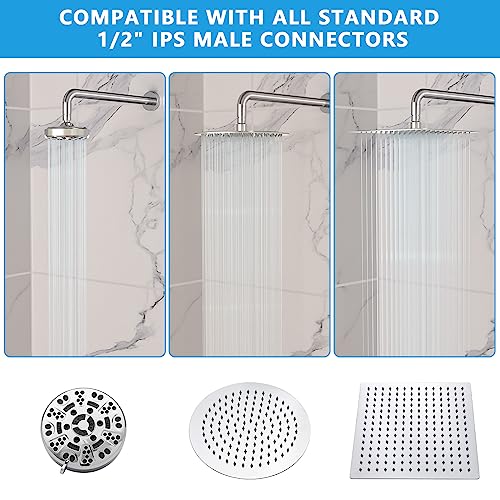 Lordear Shower Arm Chrome 16 Inch Shower Extension Arm L Shape Polished Chrome Stainless Steel Long Shower Head Extension Tube, Shower Extender Arm with Flange - Image 2