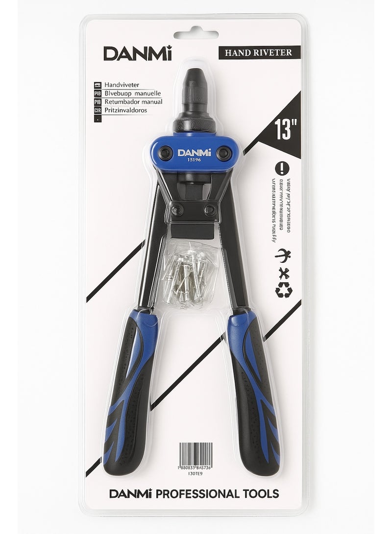 DANMI 13-Inch Hand Riveter – Heavy-Duty Manual Riveting Tool with Multiple Nozzles (3.2/4.0/4.8 mm) – Comfortable Grip (ART: 190105) - Image 2