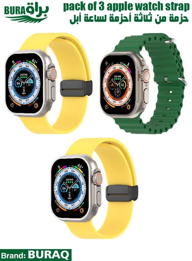 BURAQ Apple Watch Band Strap For Apple Watch Ultra 2/Ultra 49mm, Series 10 46mm, 9/8/7 45mm, SE2/SE/6/5/4 44mm, 3/2/1 42mm