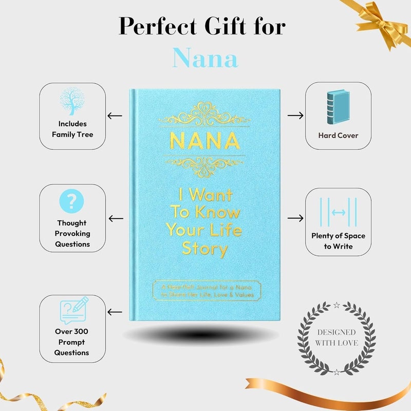 XKFCFC Nana I Want to Know Your Life Story Leather Journal (Hardcover) - Nana Gifts for Christmas or Birthday - Share Her Life Story - Ideal Gifts for Mothers Day from Granddaughter GrandSon - Image 5