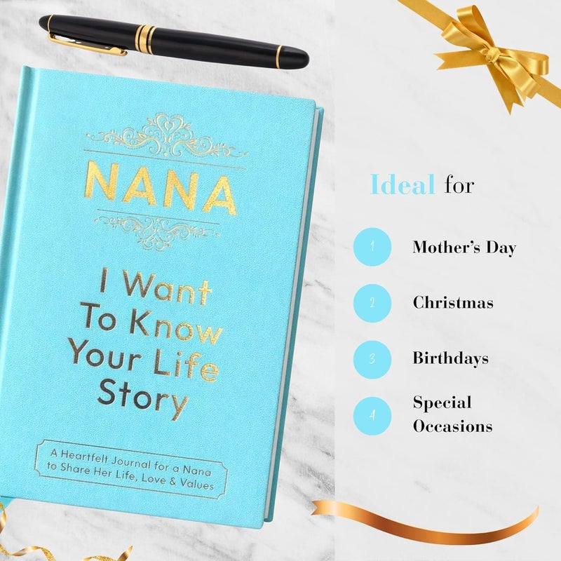XKFCFC Nana I Want to Know Your Life Story Leather Journal (Hardcover) - Nana Gifts for Christmas or Birthday - Share Her Life Story - Ideal Gifts for Mothers Day from Granddaughter GrandSon - Image 4