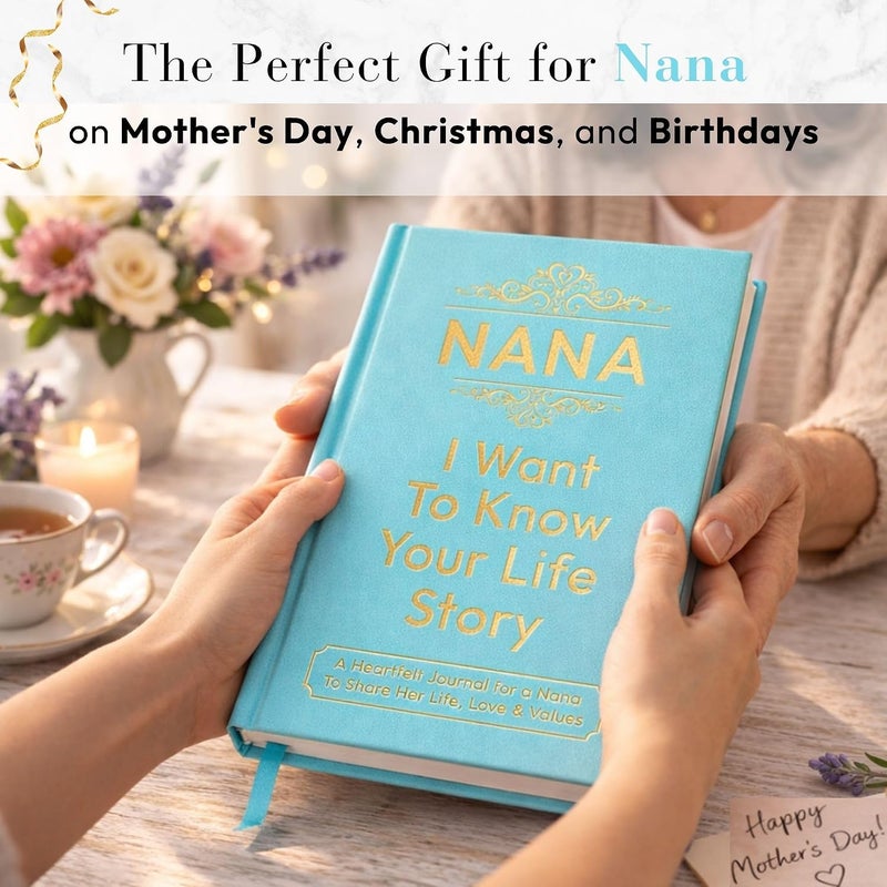 XKFCFC Nana I Want to Know Your Life Story Leather Journal (Hardcover) - Nana Gifts for Christmas or Birthday - Share Her Life Story - Ideal Gifts for Mothers Day from Granddaughter GrandSon - Image 2