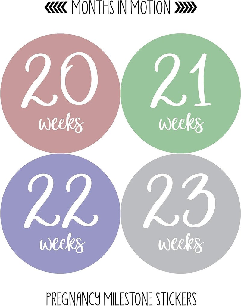 Months In Motion Pregnancy Weekly Belly Growth Stickers 36 pcs  Purple Pink Matte Finish Cloth Surface for Maternity Photo Sessions  Keepsakes - Image 4