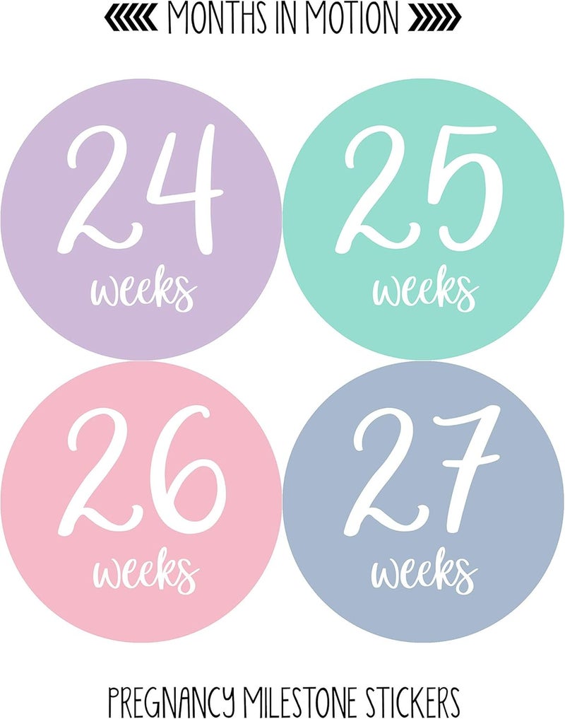 Months In Motion Pregnancy Weekly Belly Growth Stickers 36 pcs  Purple Pink Matte Finish Cloth Surface for Maternity Photo Sessions  Keepsakes - Image 5