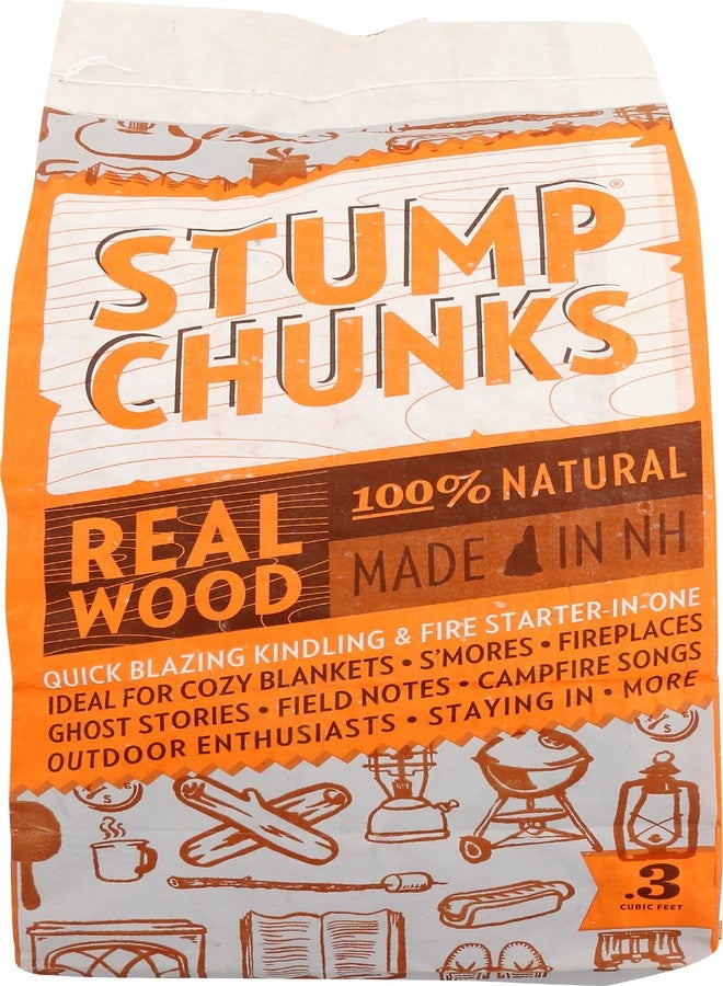 STUMPCHUNKS Stump Chunks: SC-3 0.3 Cu Ft Kindling & Fire Starters - Natural Fire Kindling Wood Sticks & Firewood Starter - Firestarter Sticks from Recycled Tree Stumps - Medium Bag - Image 1