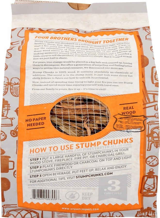 STUMPCHUNKS Stump Chunks: SC-3 0.3 Cu Ft Kindling & Fire Starters - Natural Fire Kindling Wood Sticks & Firewood Starter - Firestarter Sticks from Recycled Tree Stumps - Medium Bag - Image 2