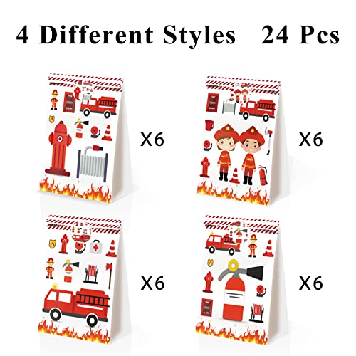 BQK 24pcs Firetruck Goodie Bags Fire Truck Birthday Party Supplies Firefighter Party Supplies Firetruck Birthday Decorations - Image 3