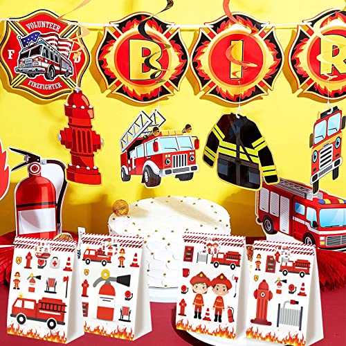 BQK 24pcs Firetruck Goodie Bags Fire Truck Birthday Party Supplies Firefighter Party Supplies Firetruck Birthday Decorations - Image 4