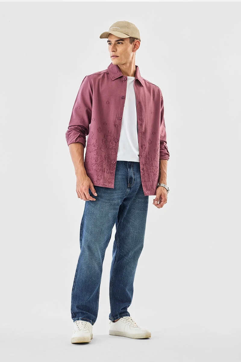سنيتش Mauve Floral Long Sleeve Regular Fit Overshirt