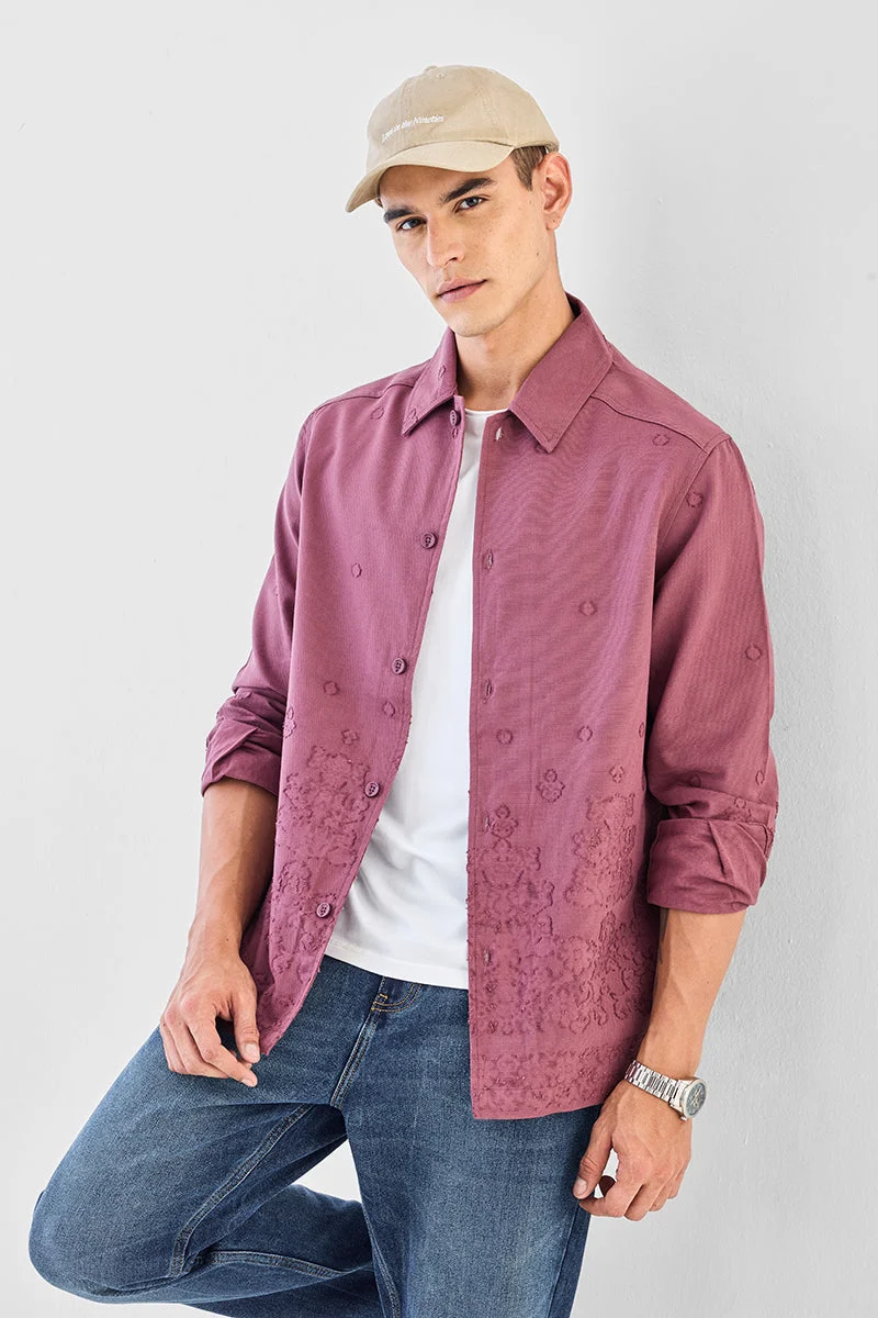 SNITCH Mauve Floral Long Sleeve Regular Fit Overshirt