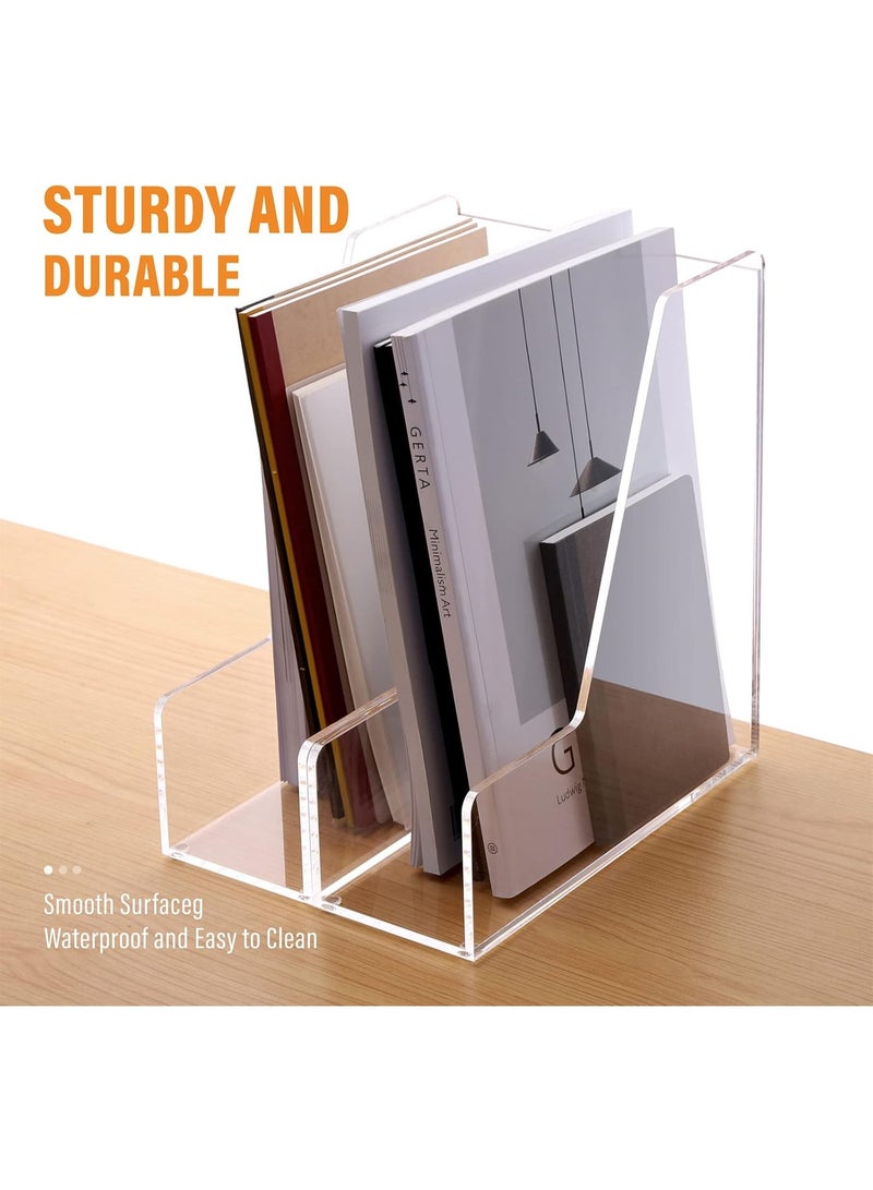 سلاسة أكريليك شفاف عمودي 2 عبوة لتنظيم المكتب (الأبعاد: 9.45" طول × 10.24" ارتفاع × 3.45" عرض) - Image 3