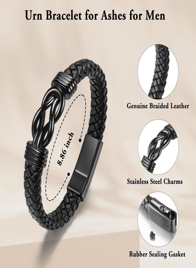 SOITIS Leather Cremation Bracelet for Ashes - Memorial Keepsake Urn Bangle for Men Women - Stainless Steel Memorial Jewelry for Loved Ones, Cremation Jewelry for Ashes - Image 2