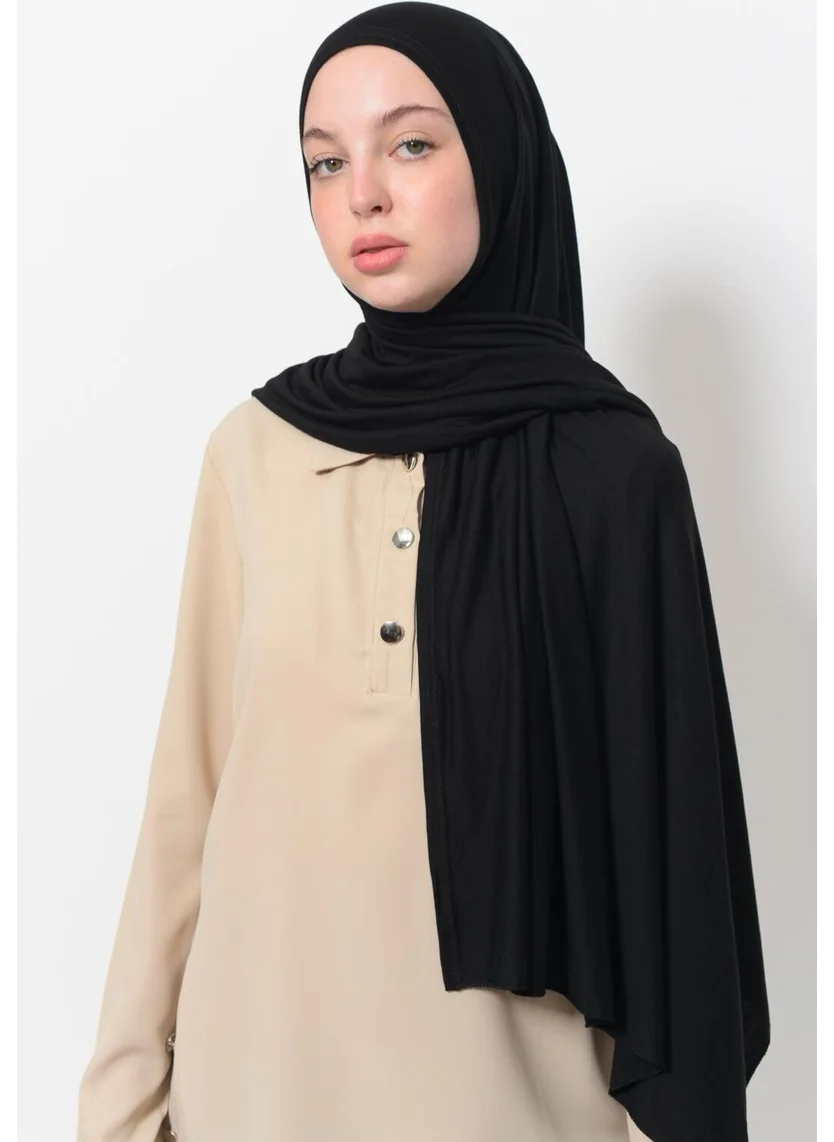 Altobeh Ready Practical Interlocking Luxury Organic Plain Combed Cotton Shawl Cross Aligned - Black