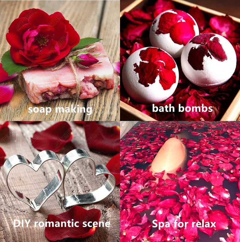 DoraMagic Dried Red Rose Petals 1.75oz/50g, Real Natural Dried Rose Petals for Bath, Soap Making, Candle Making, Wedding, Confetti, DIY Crafts, Non Edible (Red) - Image 3