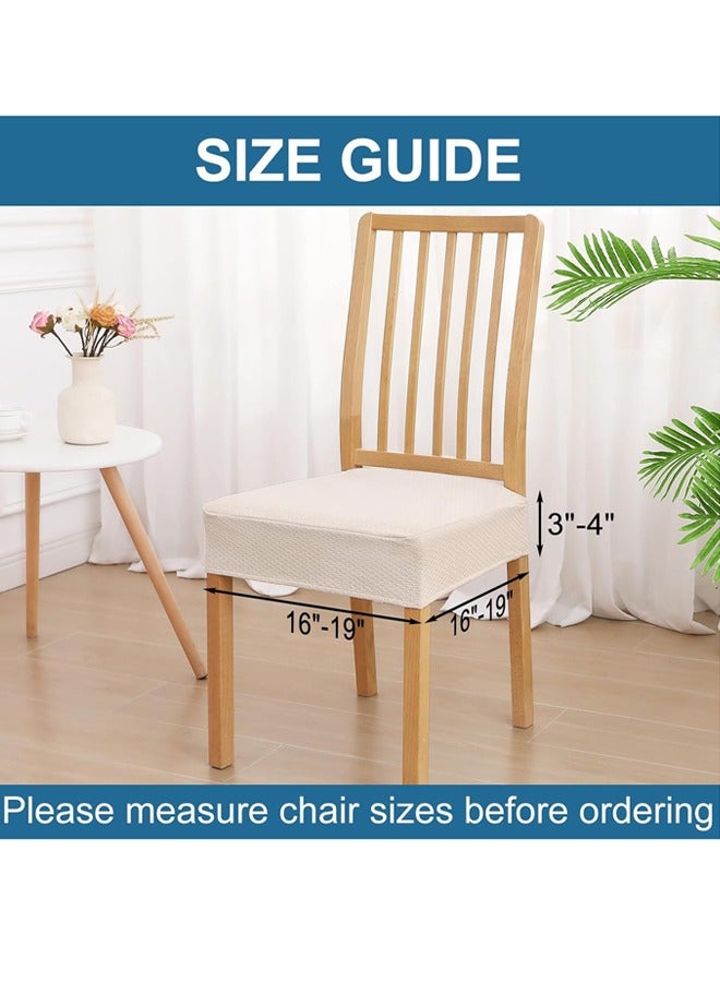 Stretch Chair Seat Covers4 PCS, Removable Washable Dining Chair Covers Anti-Dust Dining RoomSeat (4, Beige)  - Image 2