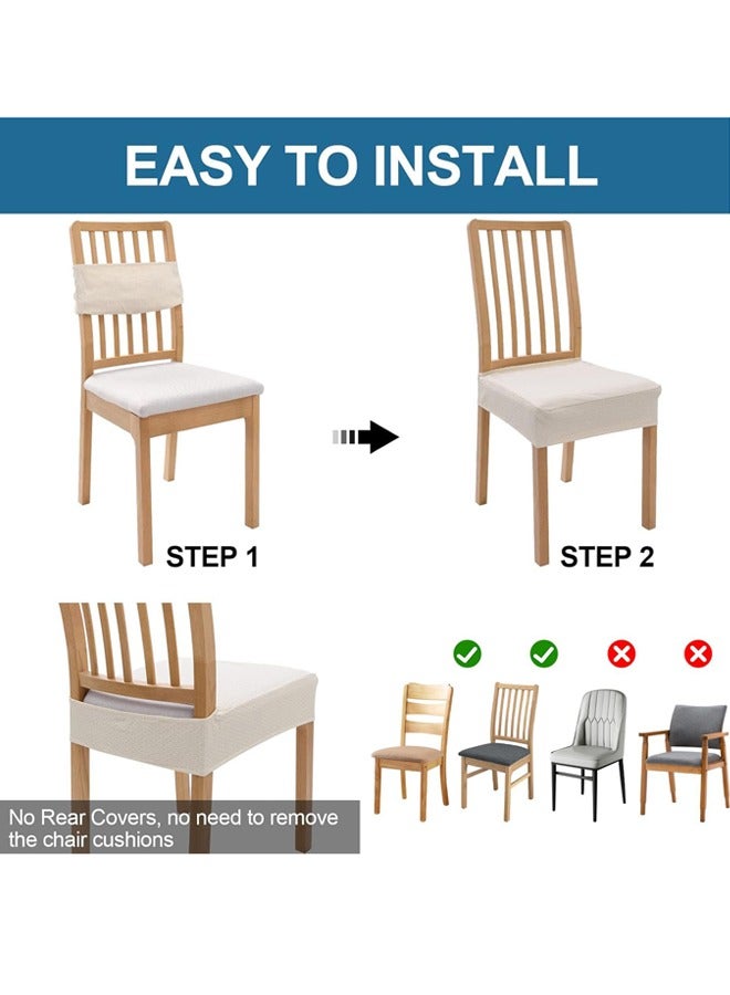 Stretch Chair Seat Covers4 PCS, Removable Washable Dining Chair Covers Anti-Dust Dining RoomSeat (4, Beige)  - Image 5