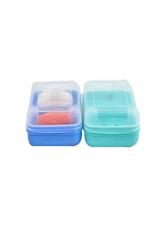 GALOOF Portable Plastic Soap Case Pack of 2 with Lid Soap Holder Soap Tray for Bathroom and Kitchen (Pack of 2) (Color Assorted) - Image 1