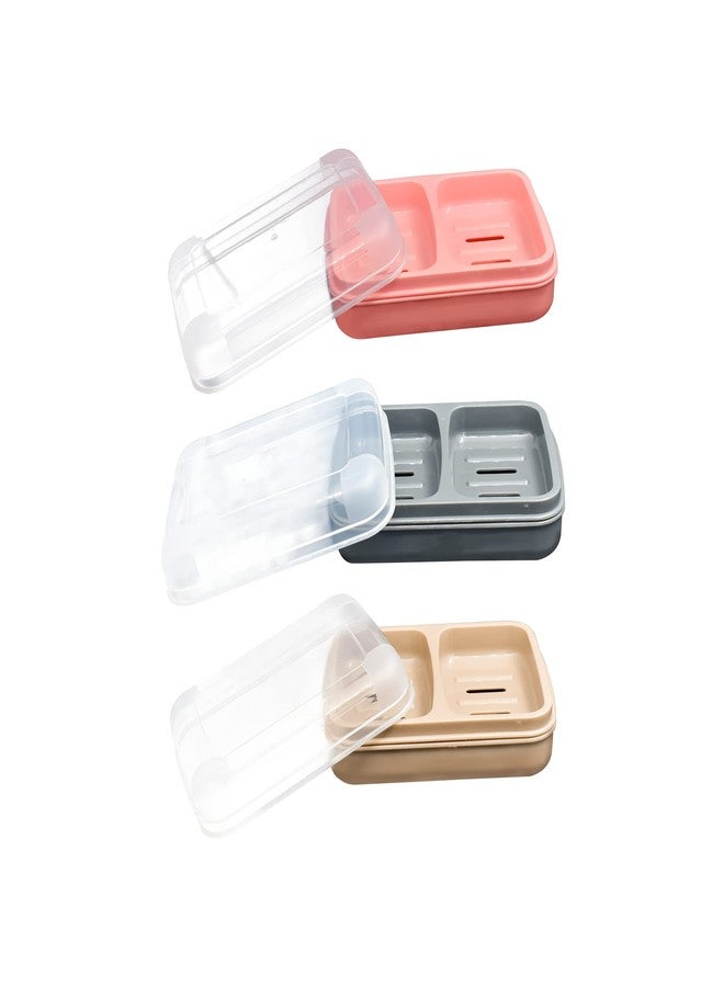 GALOOF Portable Plastic Soap Case Pack of 2 with Lid Soap Holder Soap Tray for Bathroom and Kitchen (Pack of 2) (Color Assorted) - Image 3
