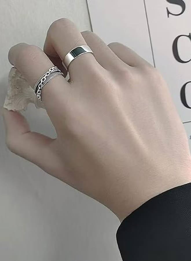 Open Adjustable Rings Set Unisex Stacking Ring Stackable Jewelry Gift Finger Rings for Women Men Girls Boys 6pcs Silver - Image 5