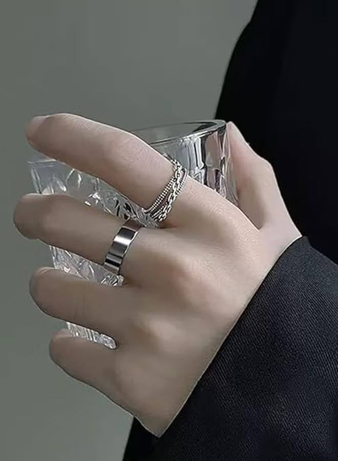 Open Adjustable Rings Set Unisex Stacking Ring Stackable Jewelry Gift Finger Rings for Women Men Girls Boys 6pcs Silver - Image 4