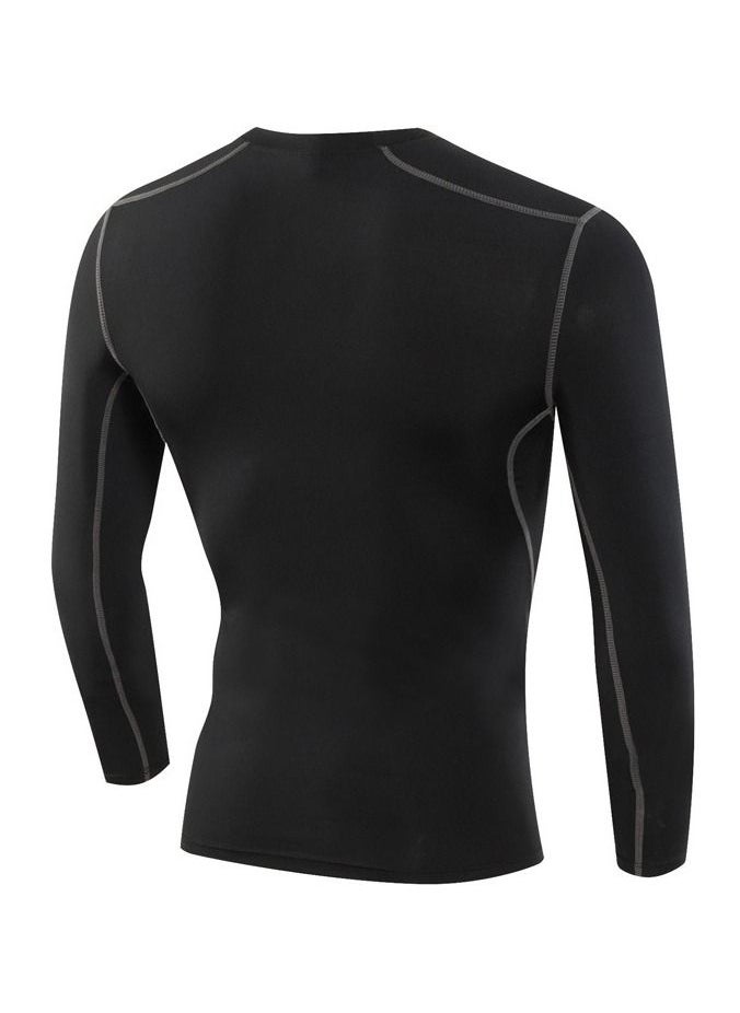 Loquat Men Quick Dry Breathable Elastic Long Sleeve Shirt Black  - Image 2