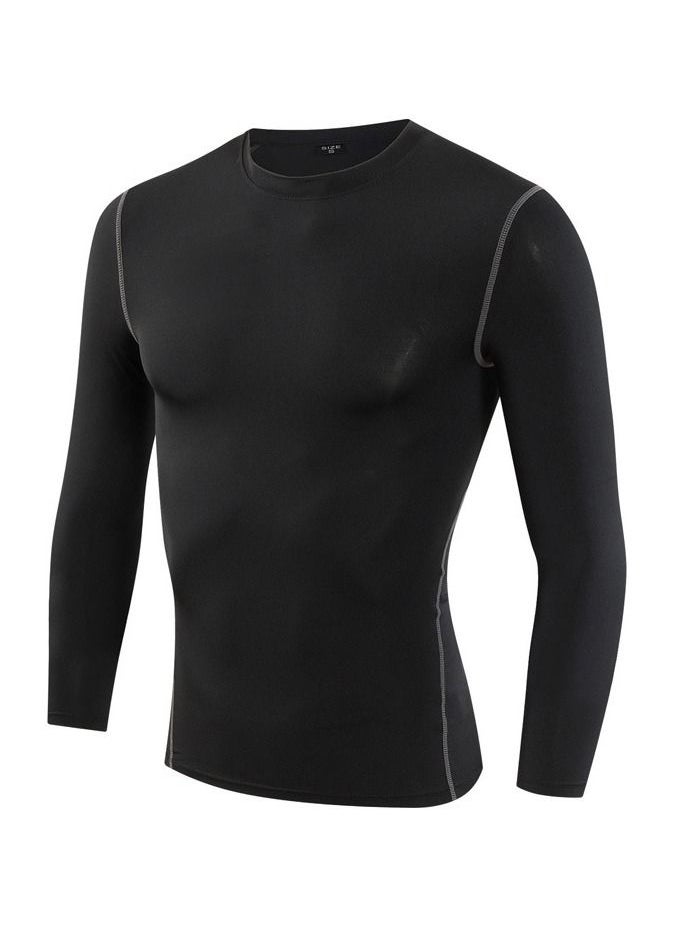 Loquat Men Quick Dry Breathable Elastic Long Sleeve Shirt Black  - Image 1
