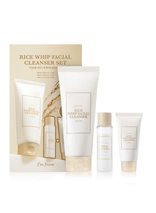 I'M FROM Rice Whip Facial Cleanser Set 3 Pcs Gift Travel Kit With Rice Face Wash 5.07 Fl Oz & 1.01 Fl Oz & Rice Toner 1.01 Fl Oz Lowph Rice Water Face Wash For Sensitive Dry Skin - Image 1