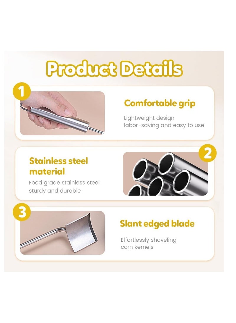عام قشرة خبز الذرة السهلة نظيفة ، 2025 قشرة الذرة الجديدة للذرة على قطعة خبز ، أداة طويلة من الفولاذ المقاوم للصدأ لتجريد الذرة للمطبخ المنزلي - Image 4