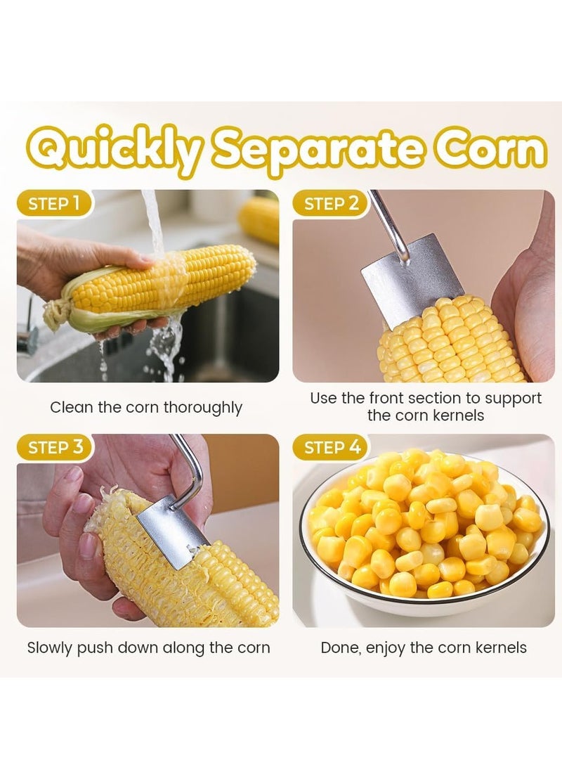 عام قشرة خبز الذرة السهلة نظيفة ، 2025 قشرة الذرة الجديدة للذرة على قطعة خبز ، أداة طويلة من الفولاذ المقاوم للصدأ لتجريد الذرة للمطبخ المنزلي - Image 2