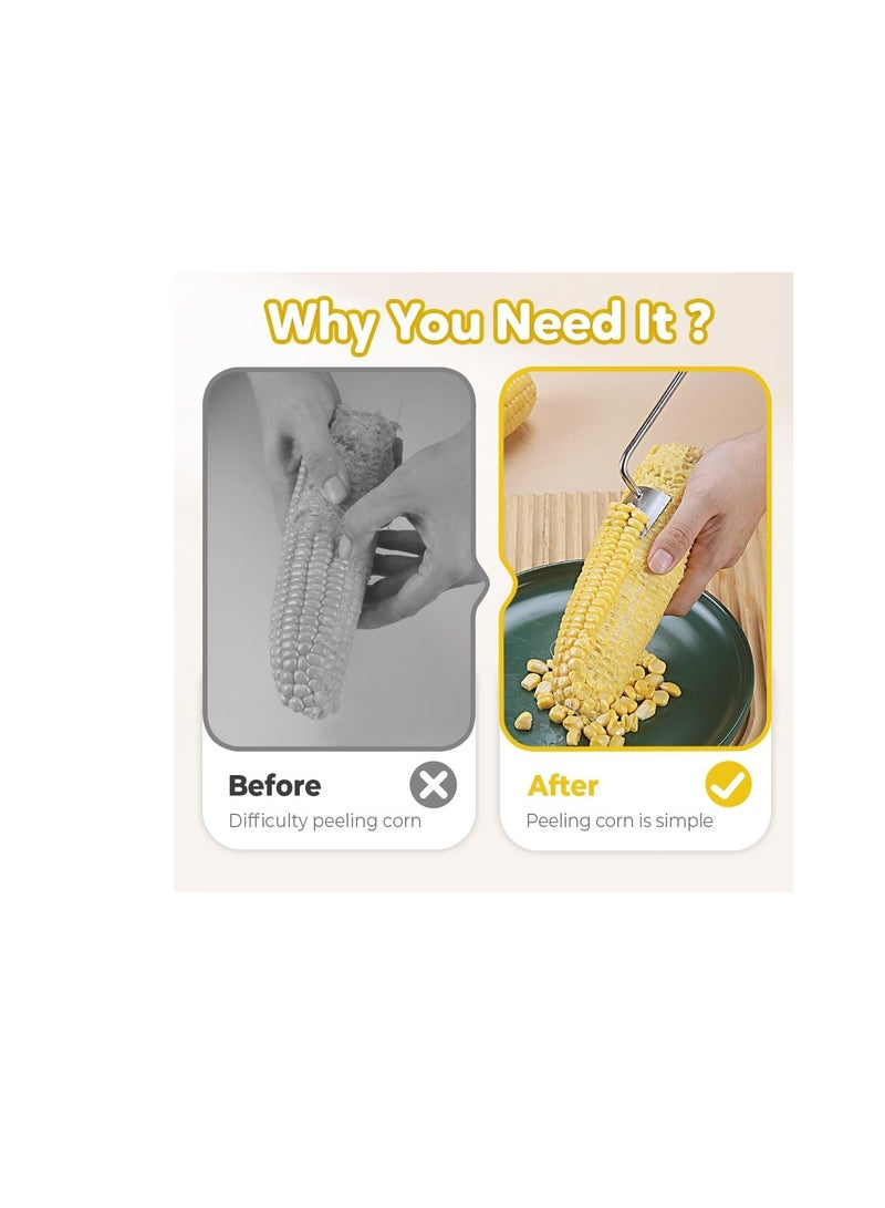 عام قشرة خبز الذرة السهلة نظيفة ، 2025 قشرة الذرة الجديدة للذرة على قطعة خبز ، أداة طويلة من الفولاذ المقاوم للصدأ لتجريد الذرة للمطبخ المنزلي - Image 3