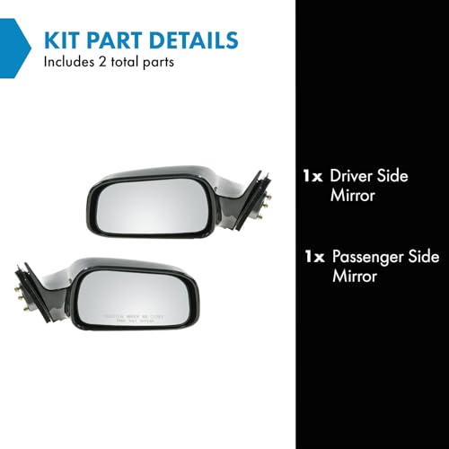 TRQ 2 Piece Driver and Passenger Side Mirror Assembly Set Manual Folding Electrical Adjustment Non-Heated No Memory Black Compatible with 1992-1996 Toyota Camry Japan Built - Image 2