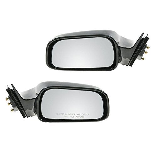 TRQ 2 Piece Driver and Passenger Side Mirror Assembly Set Manual Folding Electrical Adjustment Non-Heated No Memory Black Compatible with 1992-1996 Toyota Camry Japan Built - Image 1