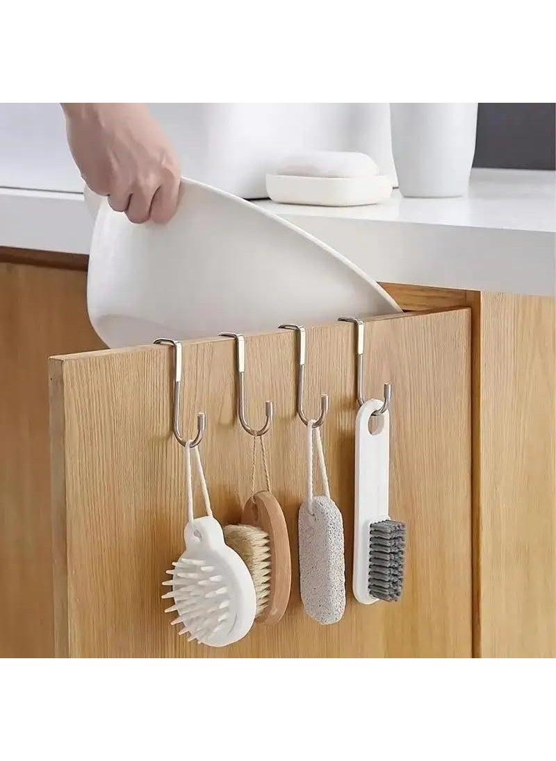 PURCHASE ZONE PURCHASE ZONE Cabinet Door Double Hooks Strong Stainless Steel Multiple Use S Shaped Hanging Over The Door Hooks Use for Kitchen Cabinet Drawer Bathroom Wardrobe Office Pack of 2  - Image 4