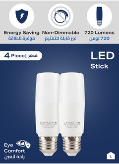 LAWAZIM 9W LED Stick E27 - 4 Piece 6500K Daylight - Energy Saving 55W Equivalent Non-Dimmable Lightbulbs with 720 Lumens and a Lifespan of 15,000 Hours - for Wall Sconces, Desk Lamps, and Garage Use  - Image 3
