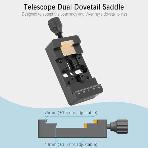 YUEOCT 2in1 Telescope Dovetail Saddle Clamp Mount Base for Losmandy Vixen Style Plate Rail Bar with M6 M8 14 Countersunk Bores for Guide Scope OTA Adapter Camera Bracket Sky Astrophotography - Image 3