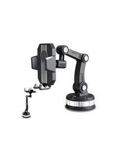 Suction Cup Car Phone Holder Universal 360° Rotation, Super Stable Absorption, Long Arm Mount Stand, Retractable & Adjustable for Optimal Viewing (Black) (X-12)