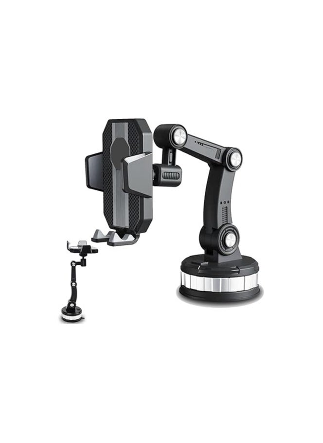 Generic Suction Cup Car Phone Holder Universal 360° Rotation, Super Stable Absorption, Long Arm Mount Stand, Retractable & Adjustable for Optimal Viewing (Black) (X-12)  - Image 1