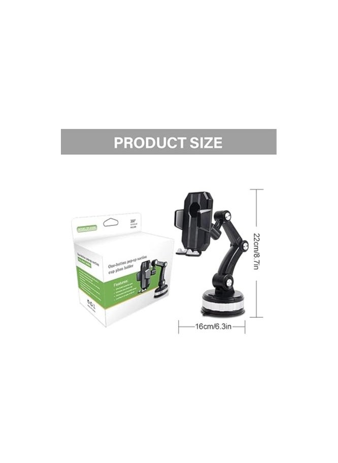 Generic Suction Cup Car Phone Holder Universal 360° Rotation, Super Stable Absorption, Long Arm Mount Stand, Retractable & Adjustable for Optimal Viewing (Black) (X-12)  - Image 2