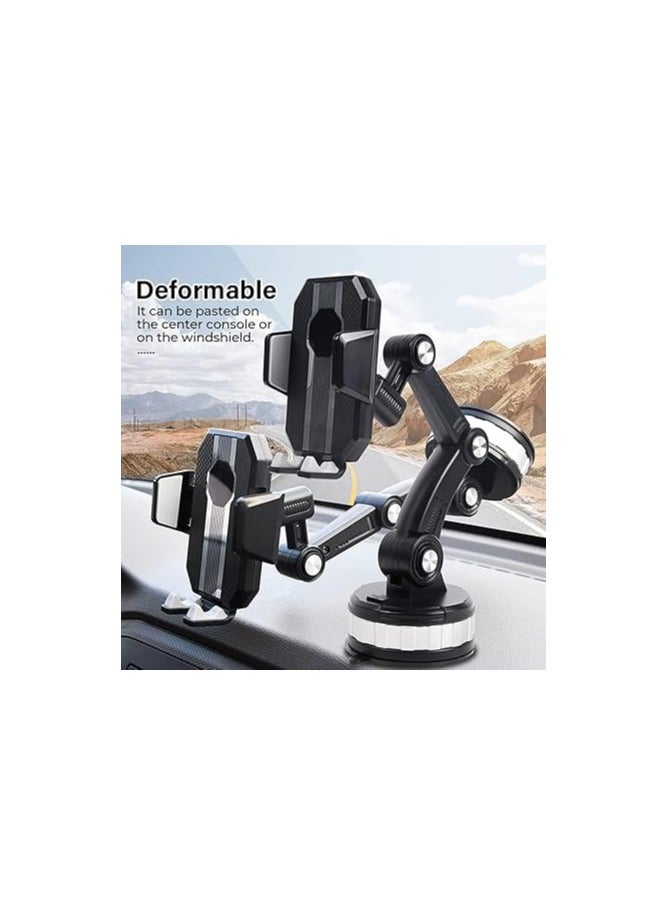 Generic - Suction Cup Car Phone Holder Universal 360° Rotation, Super Stable Absorption, Long Arm Mount Stand, Retractable & Adjustable for Optimal Viewing (Black) (X-12) - Image 1