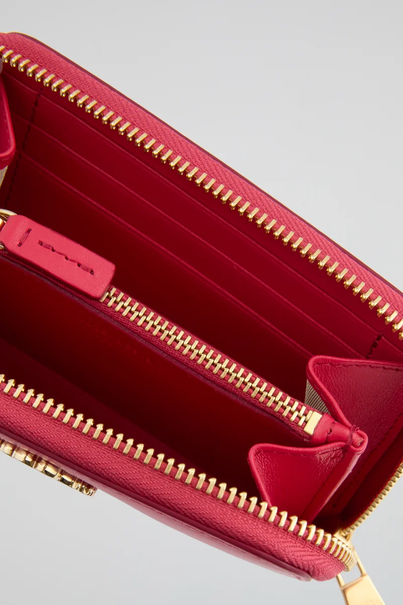 roberto cavalli Roberto Cavalli Red Zip-Around Wallet with Gold-Tone Logo
