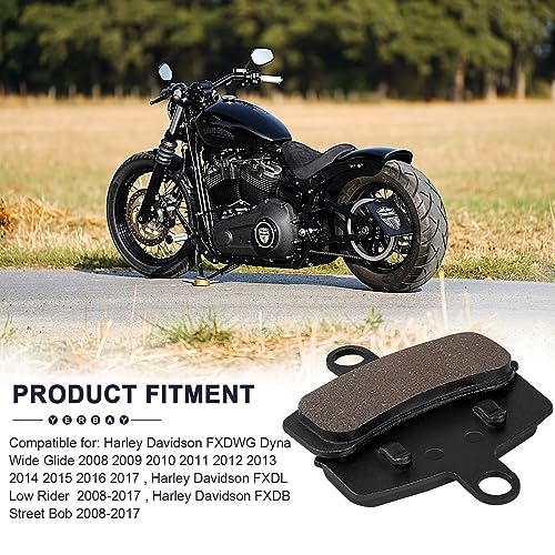 Yerbay Motorcycle Front and Rear Brake Pads Compatible for Harley Davidson FXDWG Dyna Wide Glide/FXDL Low Rider/FXDB Street Bob 2008-2017 - Image 5