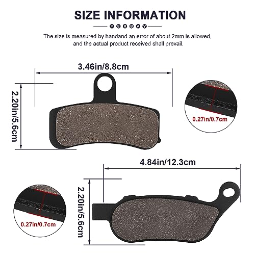 Yerbay Motorcycle Front and Rear Brake Pads Compatible for Harley Davidson FXDWG Dyna Wide Glide/FXDL Low Rider/FXDB Street Bob 2008-2017 - Image 3