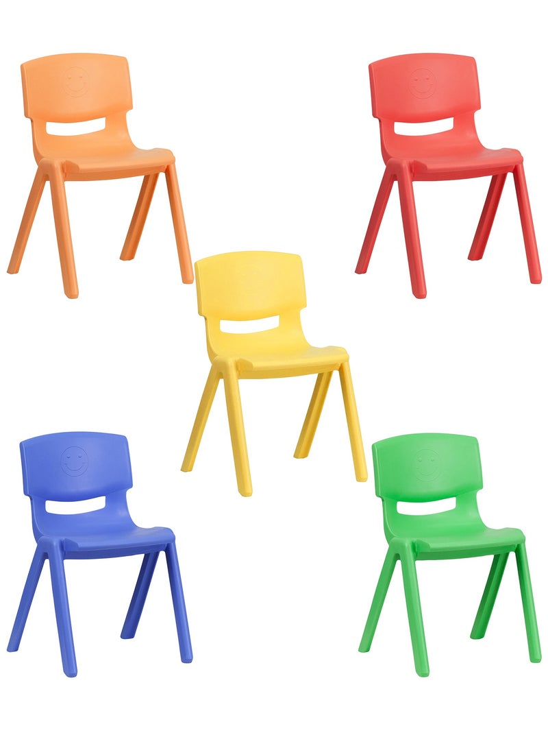 Funz 5 Pieces Funz Stackable Plastic Kids Learning Chairs, 42 X 38 X 61cm, The Perfect Chair for Playrooms, Schools, Daycares and Home, Multi color - Image 1