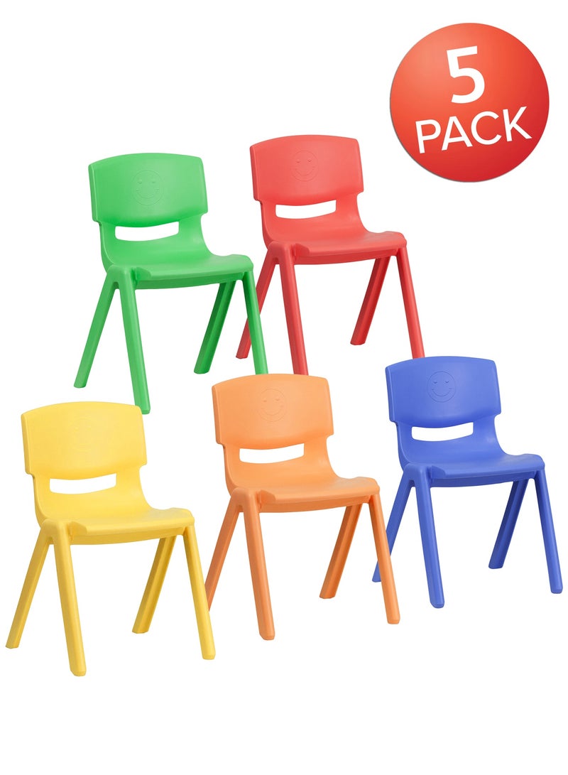 Funz 5 Pieces Funz Stackable Plastic Kids Learning Chairs, 42 X 38 X 61cm, The Perfect Chair for Playrooms, Schools, Daycares and Home, Multi color - Image 2