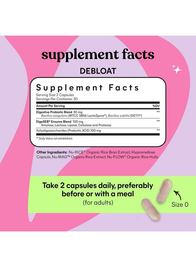Lemme Debloat 3-in-1 Prebiotic, Probiotic & Digestive Enzyme Capsules for Bloating & Gas Relief - 2 Clinically Studied Probiotics w/5 Digestive Enzymes to Improve Digestion, Women & Men, (60 Count) - Image 5