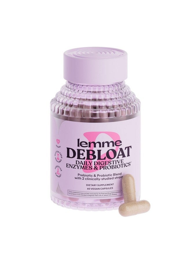 Lemme Debloat 3-in-1 Prebiotic, Probiotic & Digestive Enzyme Capsules for Bloating & Gas Relief - 2 Clinically Studied Probiotics w/5 Digestive Enzymes to Improve Digestion, Women & Men, (60 Count) - Image 1